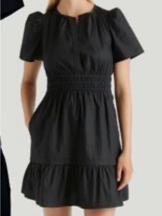 Quince Dresses & Skirts - Quince Black Puff-Sleeve Smocked Mini Dress 100% organic cotton